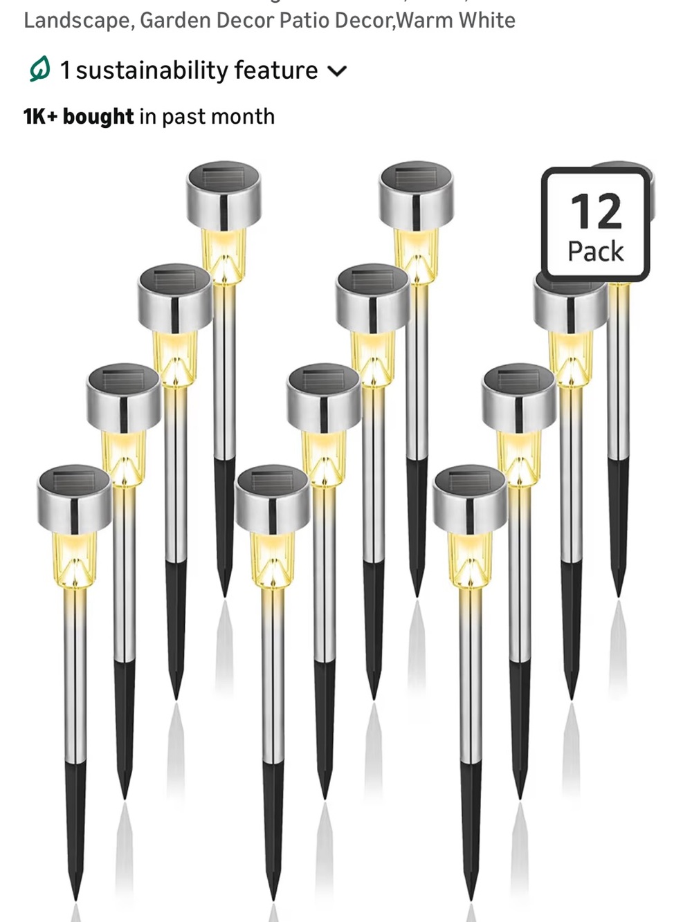 Solar Garden Path Lights - Warm White (12 Pack)